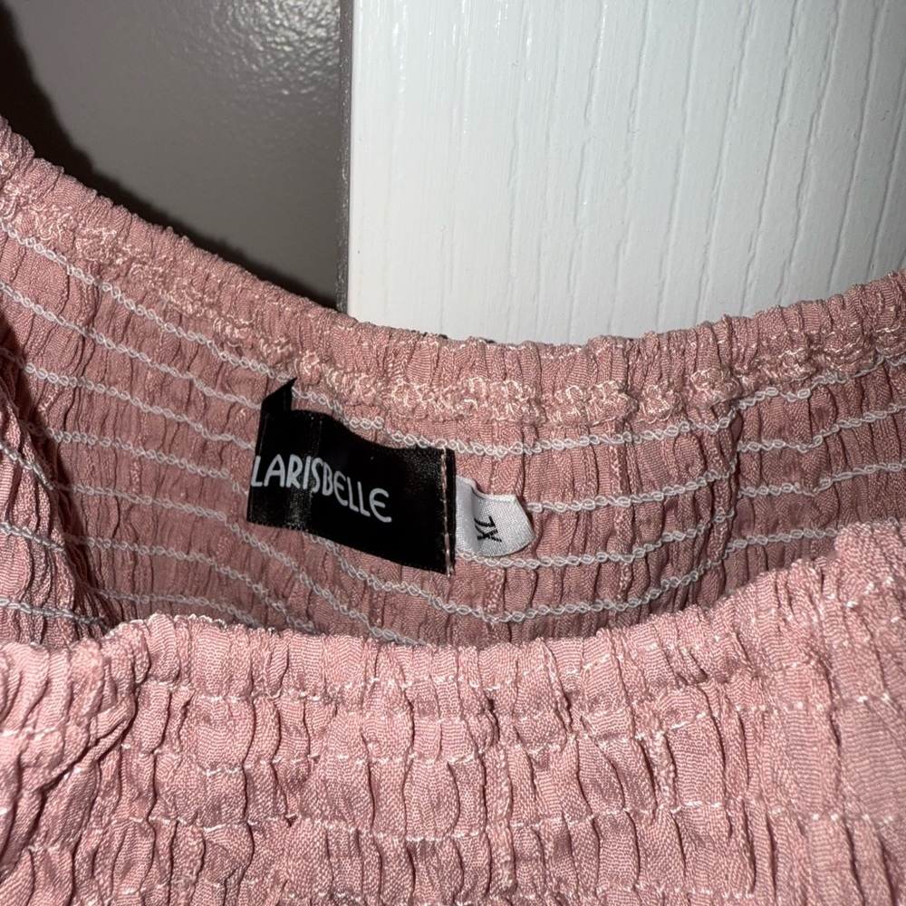 Clarisbelle | light pink square neck mini smocked dress, size XL - Picture 4 of 6